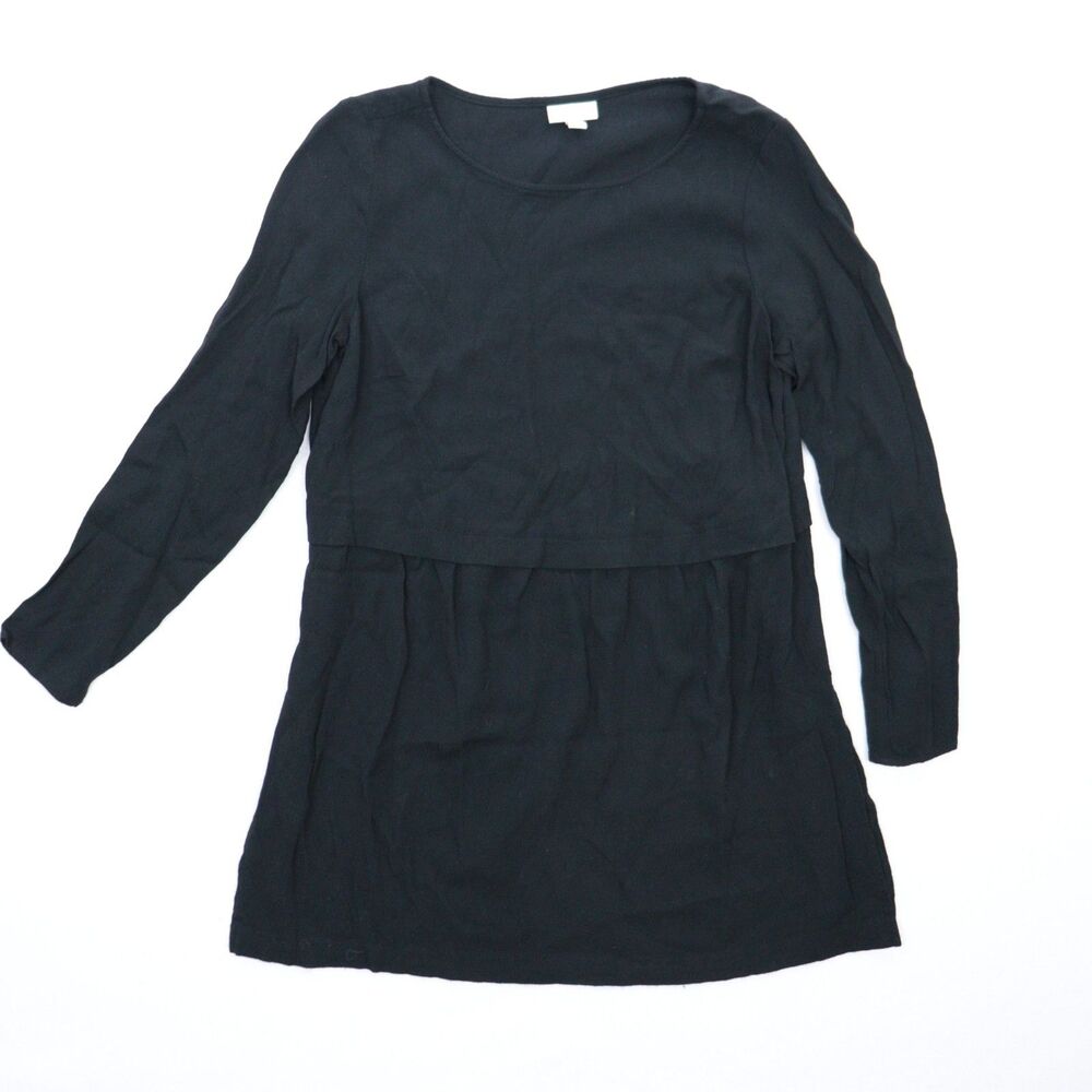 J.Jill Black Long Sleeve Dress Womens Sz S 100% Rayon Lagenlook Midi Breathable - Picture 2 of 9